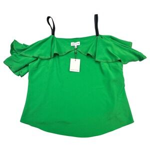 NWT Gibson Latimer Women's Green‎ Cold Shoulder Ruffle Off Shoulder Top Small